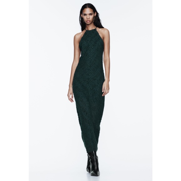 ZARA HALTER DRESS WITH FRINGE - Picture 3 of 13